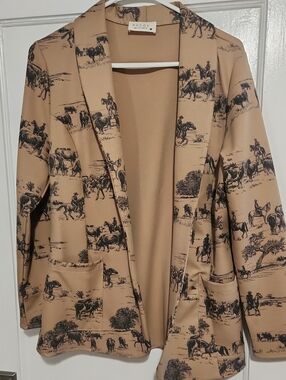 Avery Tan Blazer with Black Ranch Print